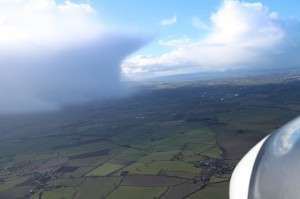 An approaching shower dodged while soaring the Wrekin